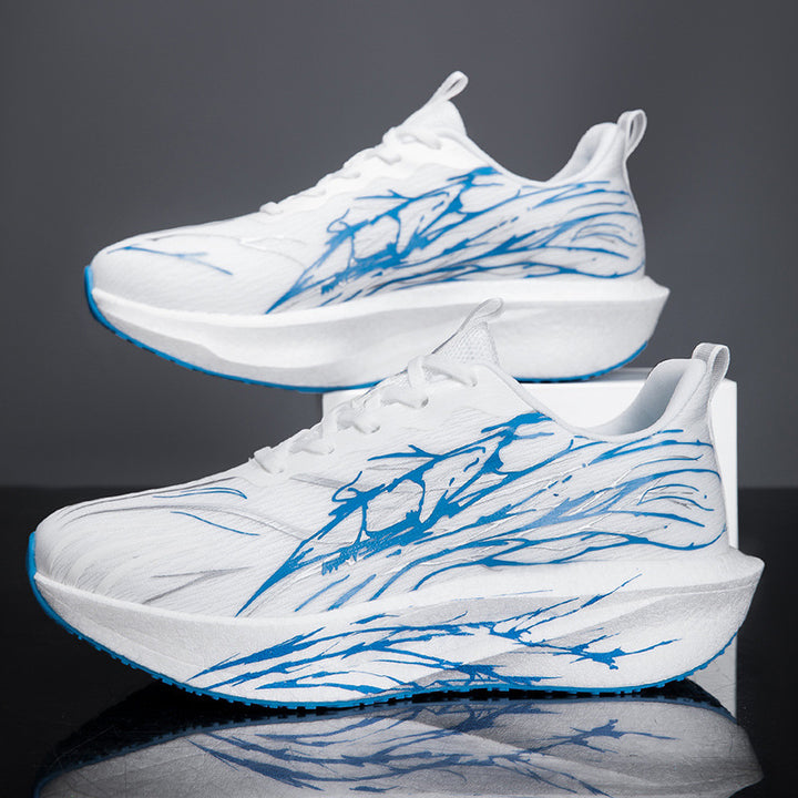 Unisex leichte Laufsneaker mit grafischem Splash-Print, atmungsaktivem Strickoberteil und gedämpfter Plateausohle Drune