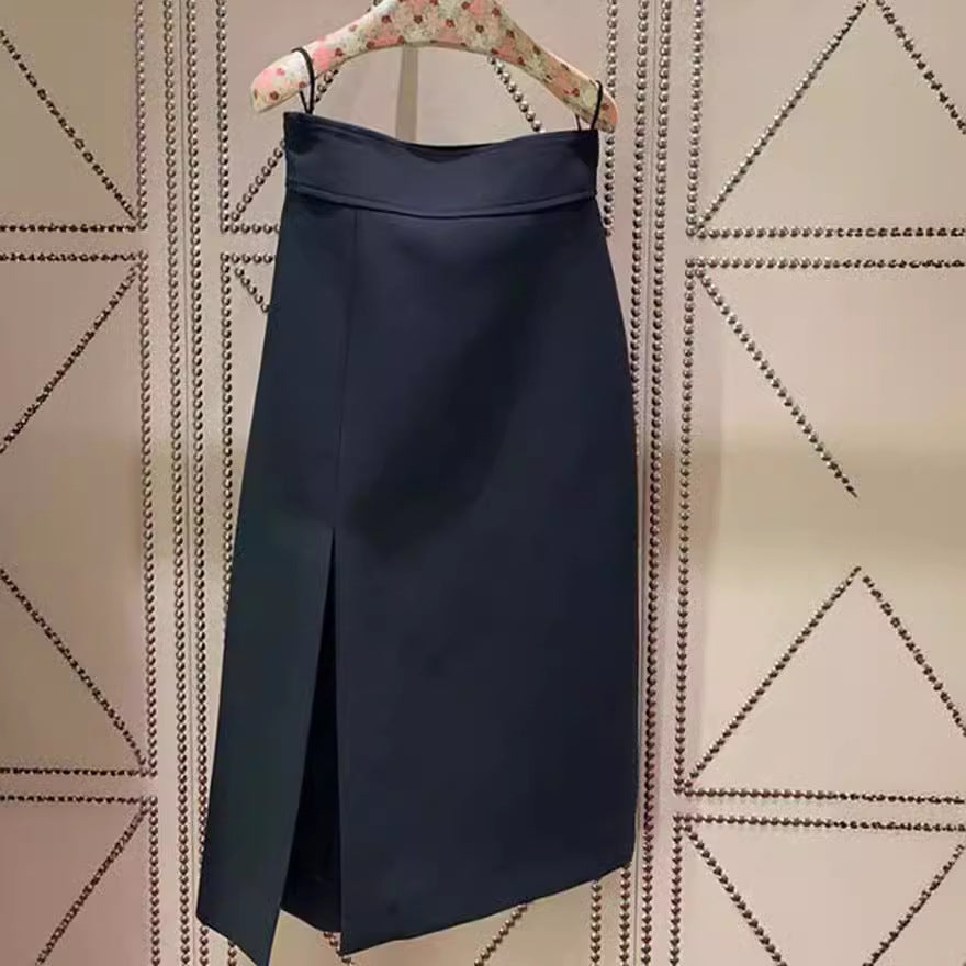 Damen Taillierter Midirock mit hohem Bund und zentralem Vorderschlitz Drune