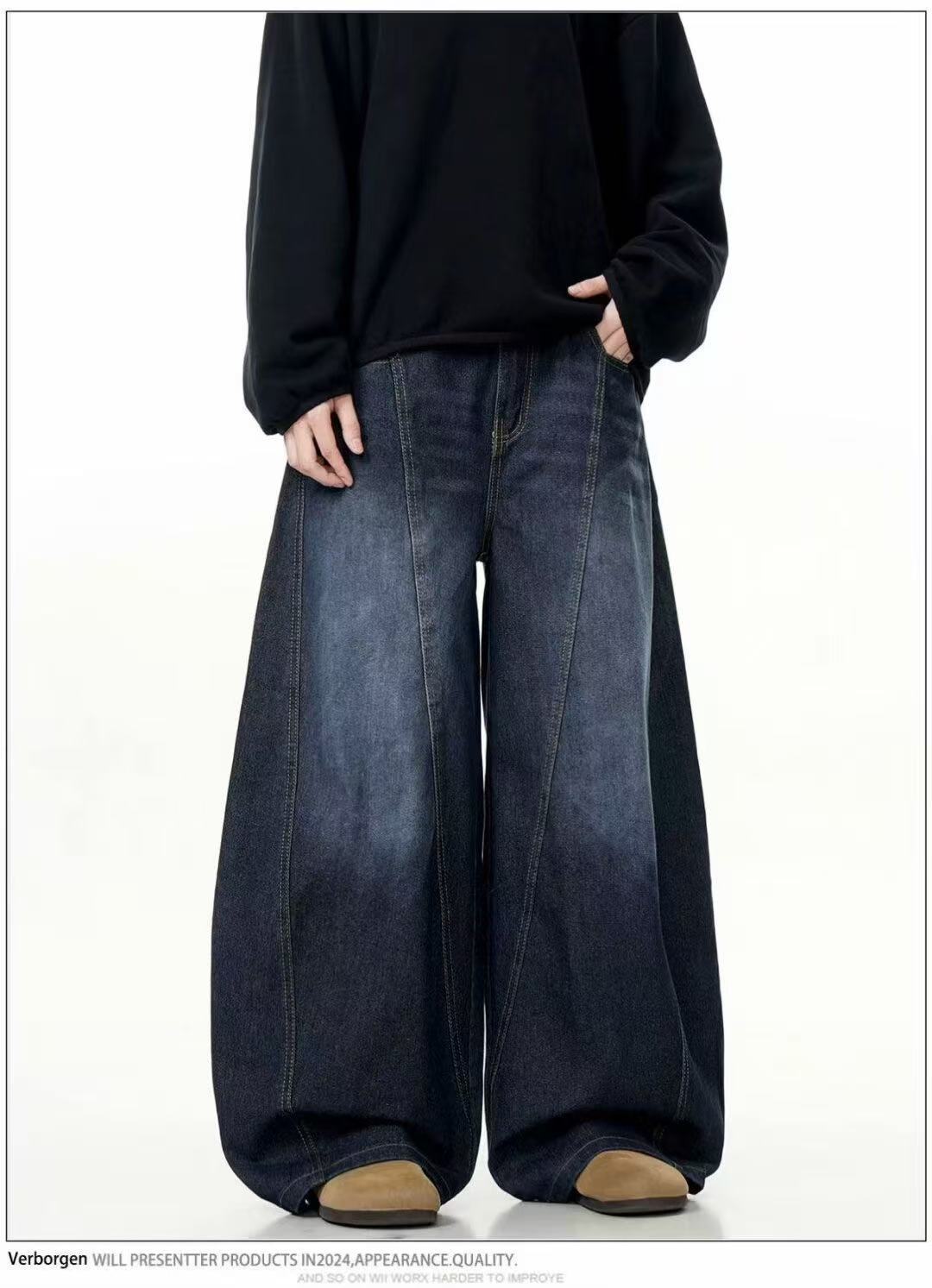 Damen Weitgeschnittene Denim-Hose Drune