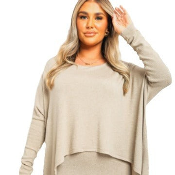 Damen asymmetrisches Minikleid mit überschnittenen Schultern Drune