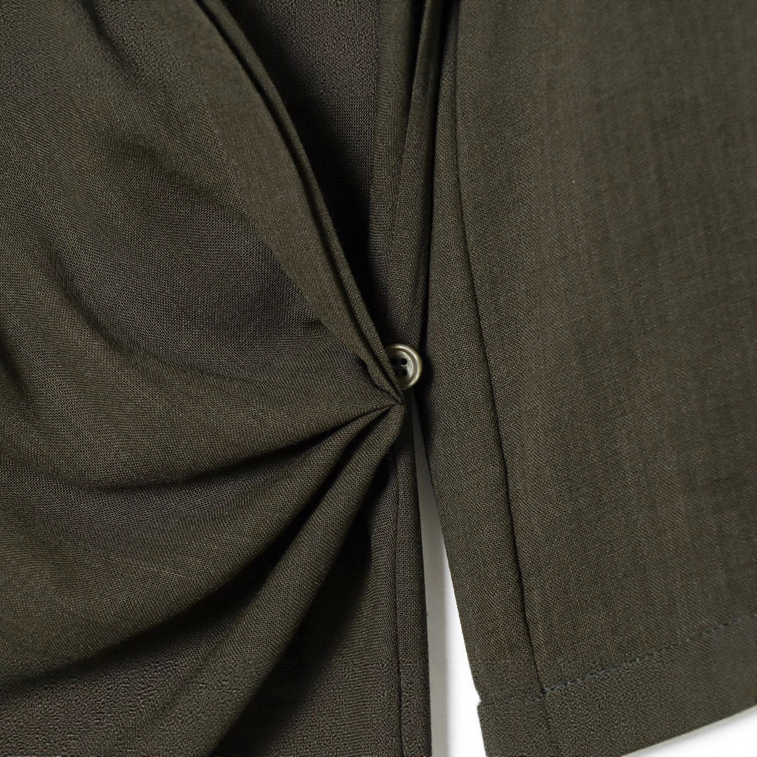 Damen nan Wickelbluse mit Hemdkragen, asymmetrischem Zipfelsaum und Knotenverschluss Drune
