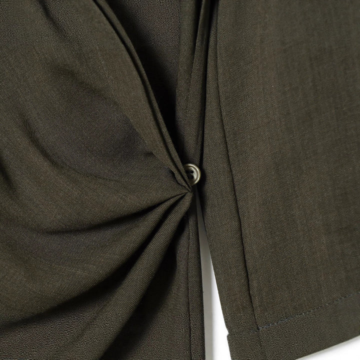 Damen nan Wickelbluse mit Hemdkragen, asymmetrischem Zipfelsaum und Knotenverschluss Drune
