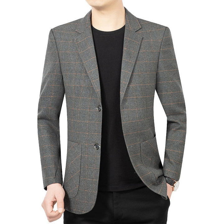 Herren Schmal geschnittenes karierter City-Blazer mit aufgesetzten Taschen Drune