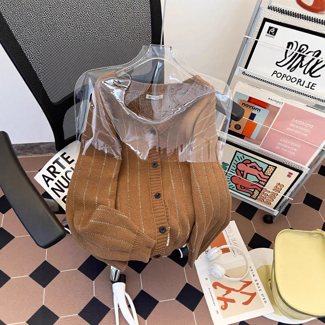 Damen Strickjacke mit V-Ausschnitt und Knöpfen Drune
