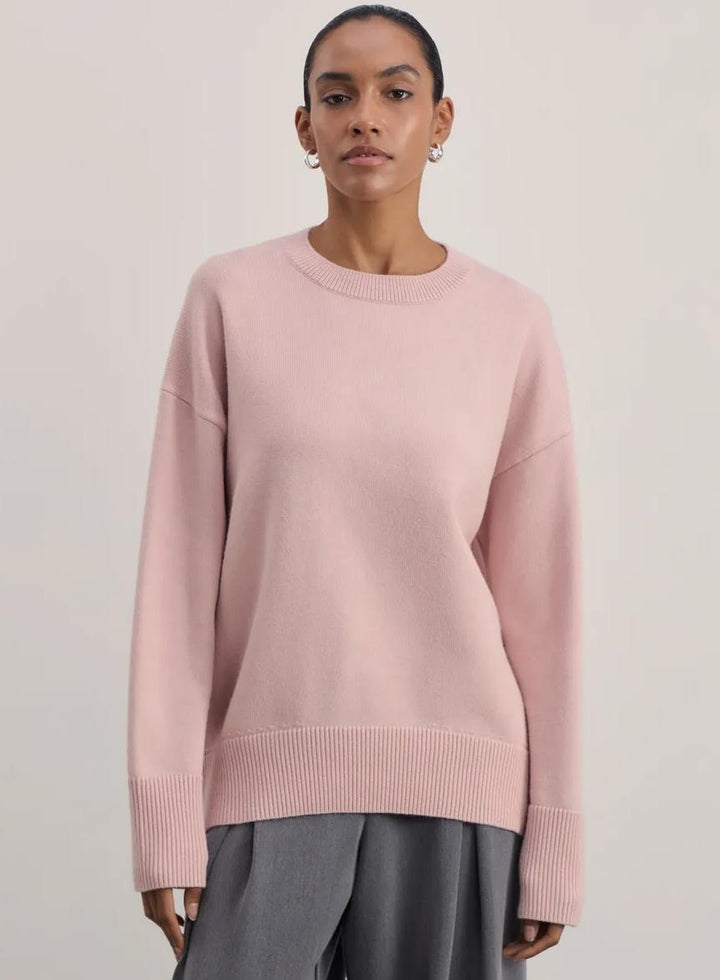 Damen Bequemer und eleganter Strickpullover mit überschnittenen Schultern und Rippenbündchen Drune