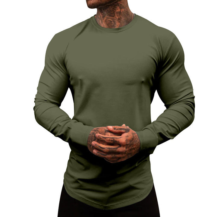 Herren Langarmshirt aus weichem, elastischem Baumwollmix mit Rundhalsausschnitt Drune