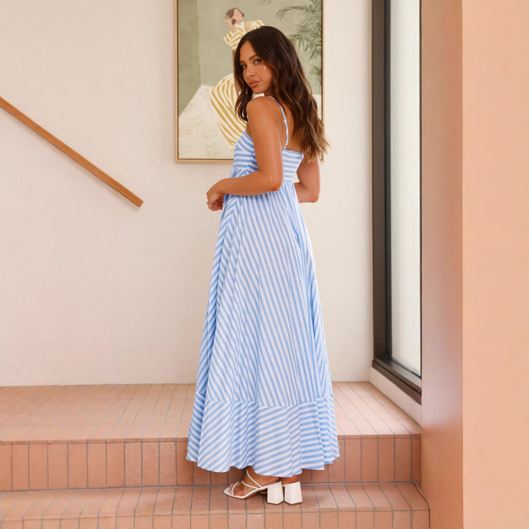 Damen Maxikleid mit schmalen Trägern und asymmetrischem Rock Drune
