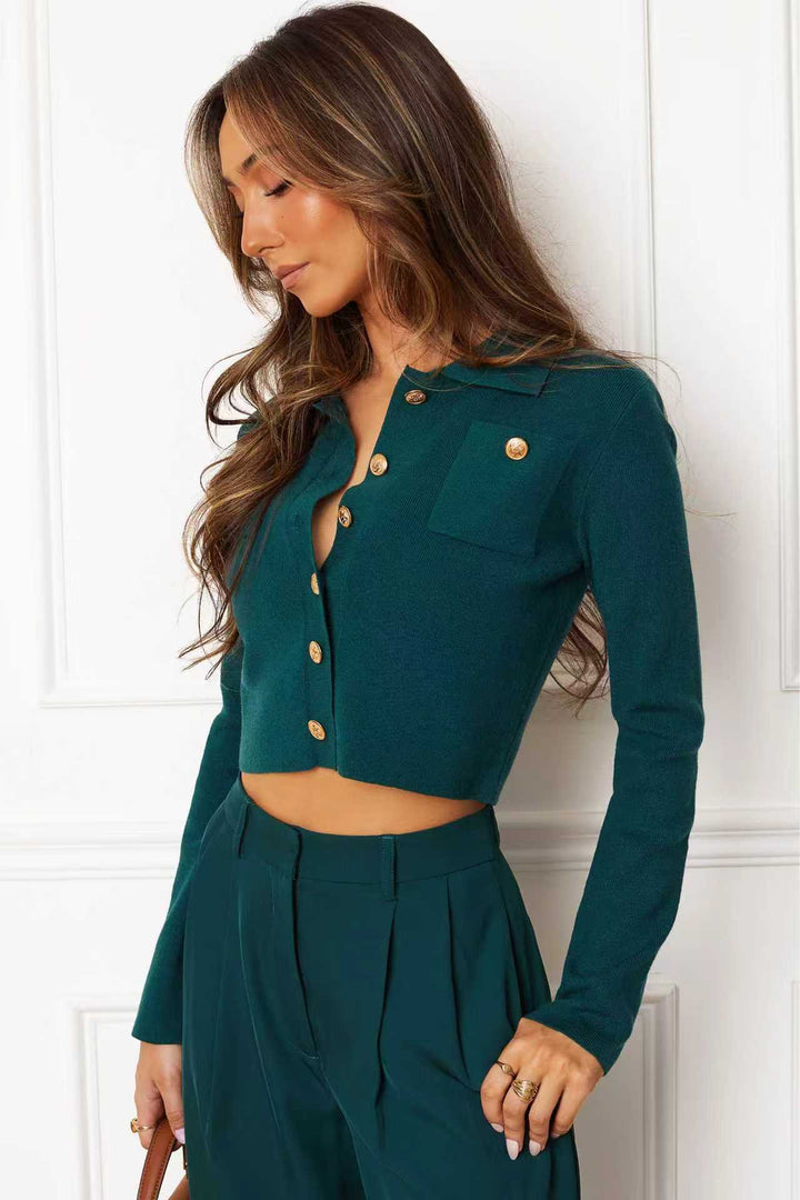 Damen Strickbluse mit eleganten Knopfdetails Drune