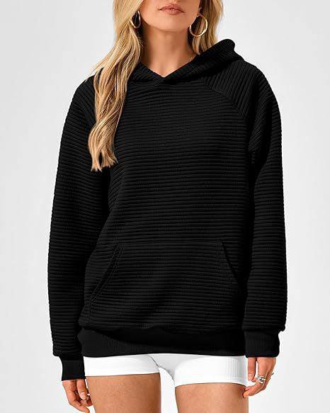 Damen lässiger Kapuzenpullover mit strukturiertem Stoff Drune