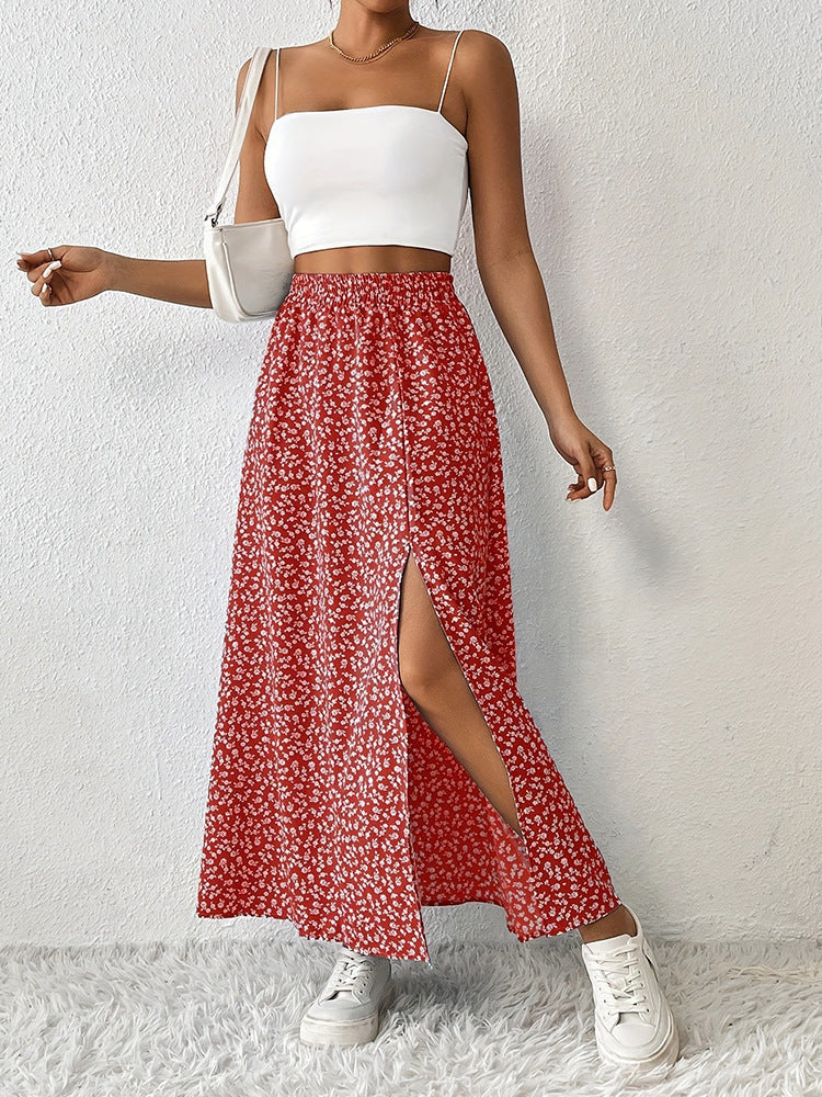 Damen Maxirock mit elegantem Schlitz und floralem Muster Drune