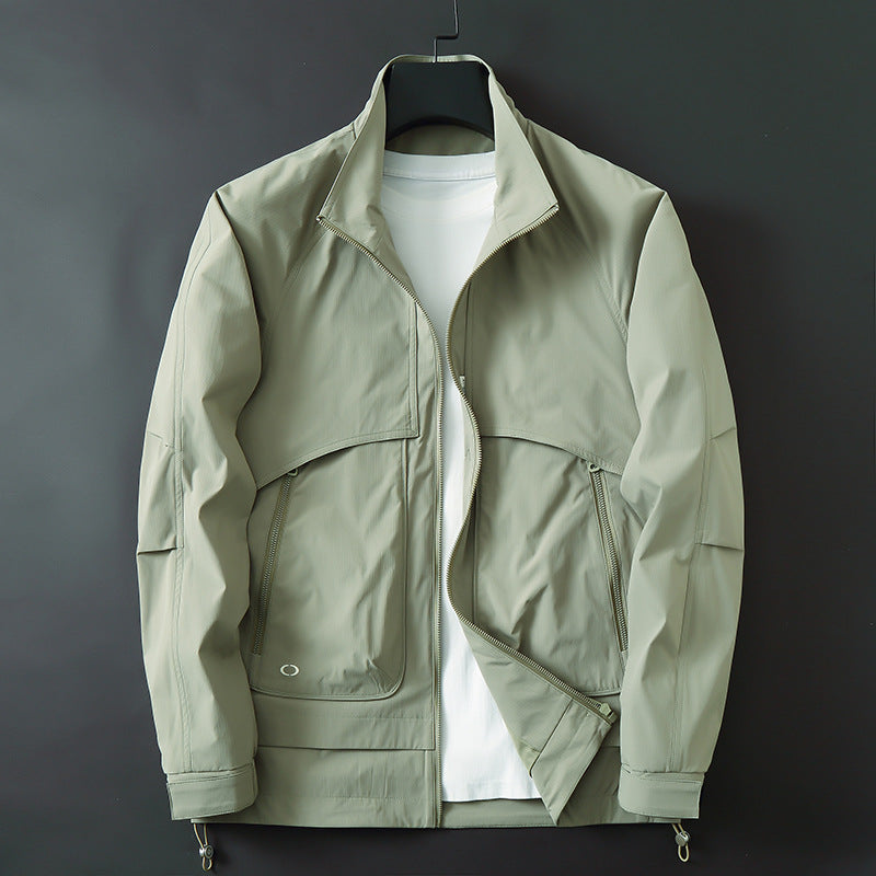 Herren Leichte Utility-Fieldjacke mit verstellbarem Saum und verdeckten Reißverschlusstaschen Drune