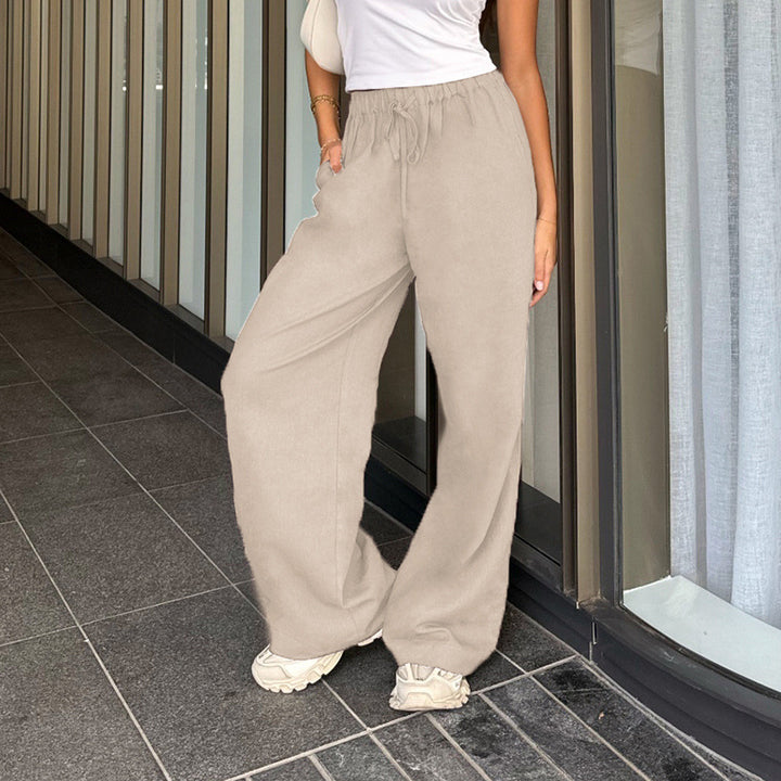 Damen nan weite Jogginghose mit hohem Bund Tunnelzug und Palazzo-Silhouette Drune