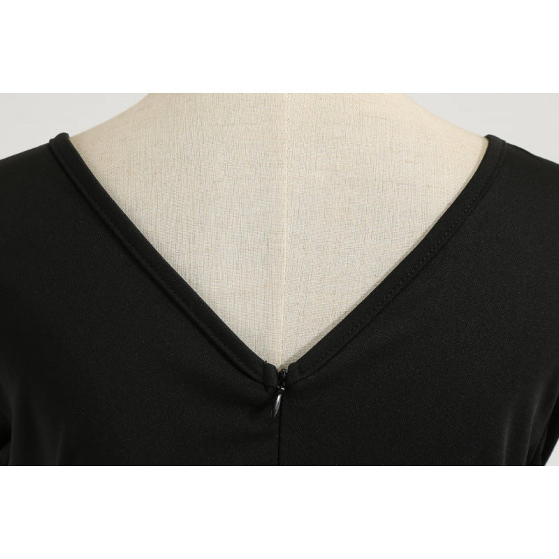 Damen Vintage‑inspirertes Swingkleid mit tailliertem Oberteil, langen Ärmeln und festlichem Tellerrock Drune