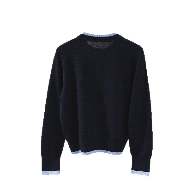 Damen Leichter Feinstrick-Cardigan mit Rundhals, Kontrastbündchen und durchgehender Knopfleiste Drune