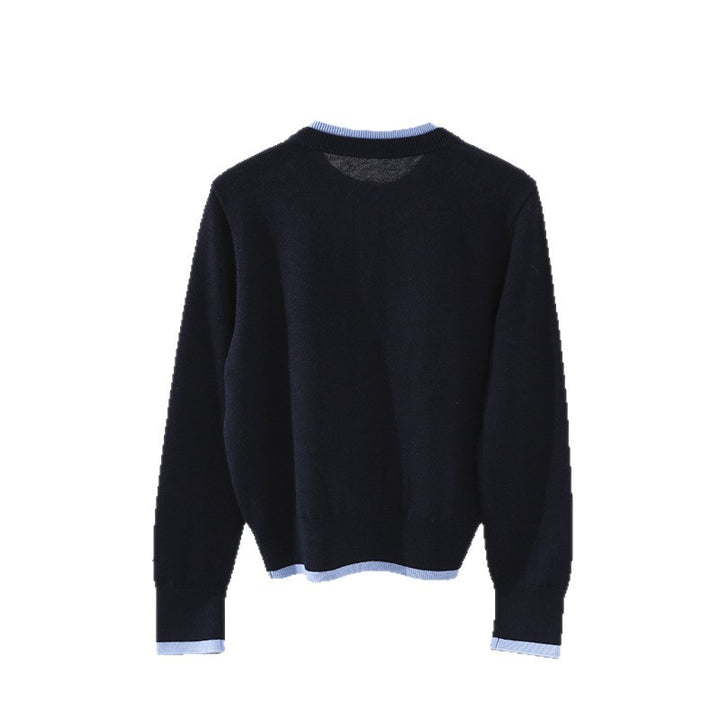 Damen Leichter Feinstrick-Cardigan mit Rundhals, Kontrastbündchen und durchgehender Knopfleiste Drune