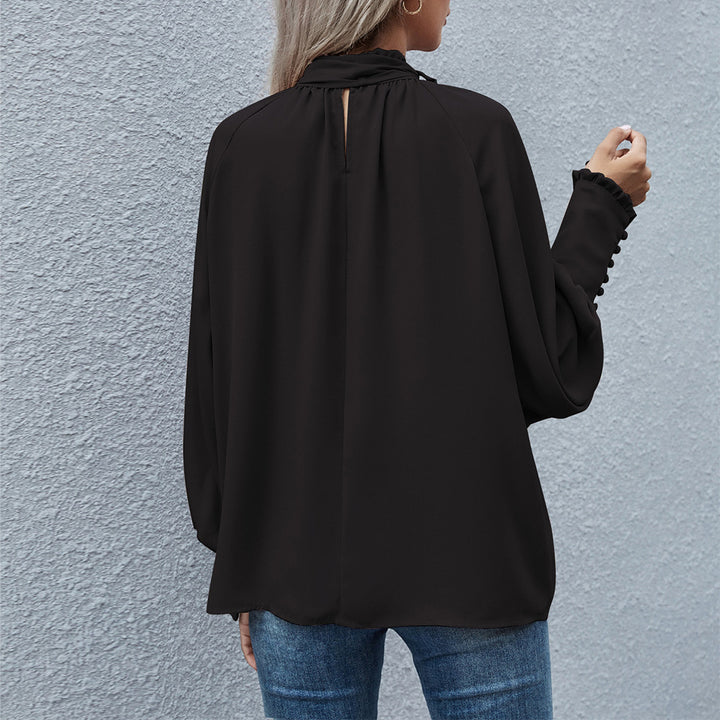 Damen Bluse mit Schleifenkragen und voluminösen Ärmeln Drune