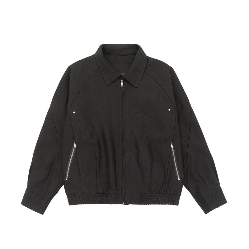 Herren Boxy-Übergangsjacke mit Hemdkragen, Raglanärmeln und Reißverschlusstaschen Drune