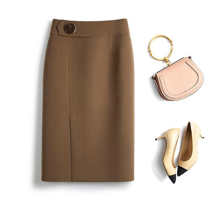 Damen Eleganter Bleistiftrock mit Knopf-Detail Drune