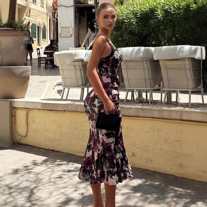 Damen Elegantes Maxikleid mit floralem Print und feminine Passform Drune