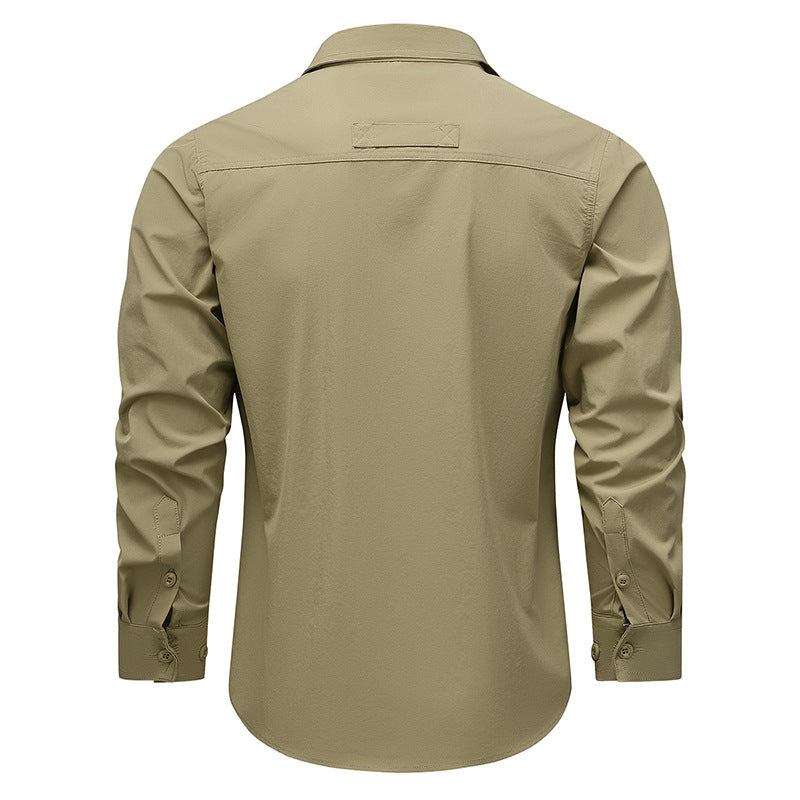 Herren Outdoor-Utility-Hemd mit Mehrfach-Taschen und Reißverschluss Drune
