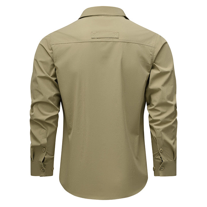 Herren Outdoor-Utility-Hemd mit Mehrfach-Taschen und Reißverschluss Drune
