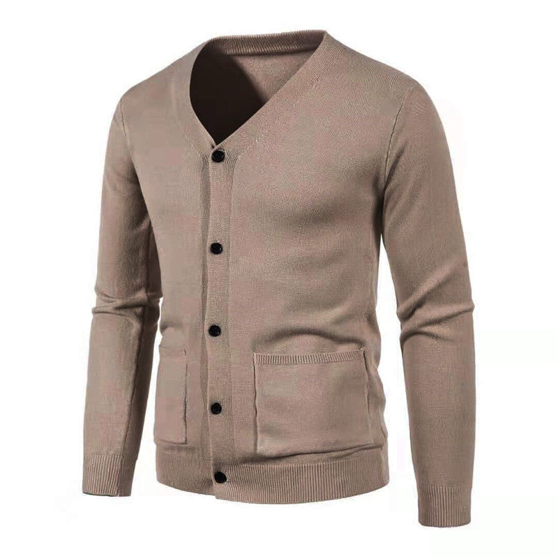 Herren Feinstrick-Cardigan mit V-Ausschnitt, durchgehender Knopfleiste und aufgesetzten Taschen Drune
