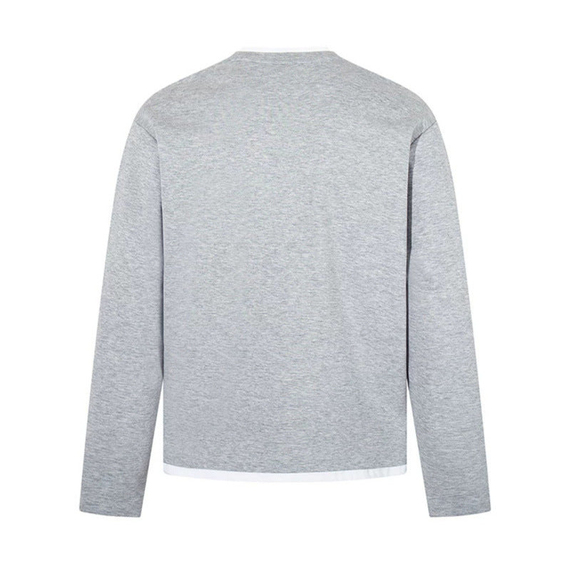 Herren Langärmeliges Henley-Layer-Shirt mit kontrastierendem Innenkragen und modernem Regular-Fit Drune