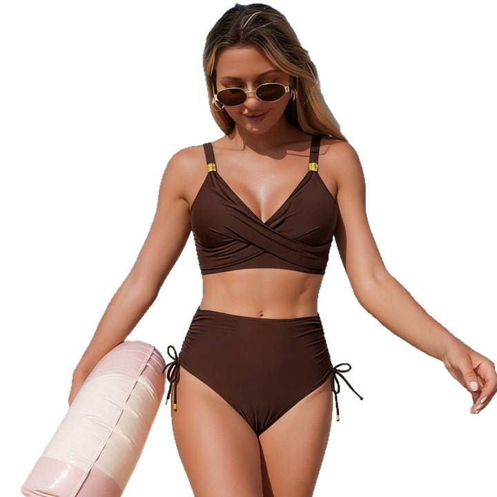 Damen Hoch geschnittenes Bikini-Set mit Wickeloberteil Drune