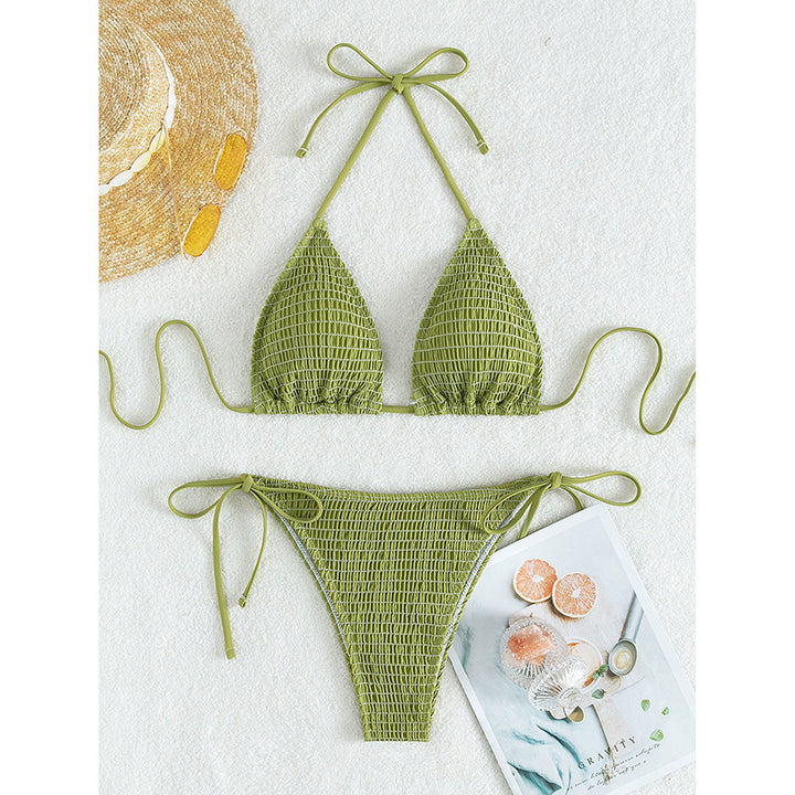 Damen Triangel-Bikini mit raffinierten Rüschendetails und verstellbaren Trägern Drune