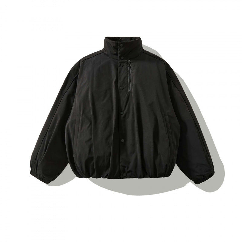 Unisex Weitgeschnittene wattierte Kurzjacke mit hohem Stehkragen und Elastiksäumen Drune
