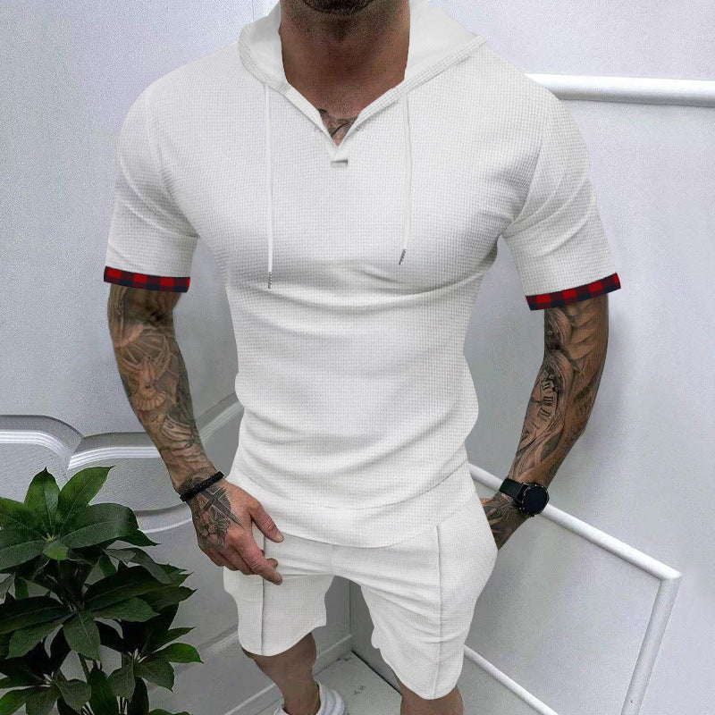 Herren modisches Sportensemble mit kurzer Hose und Kapuzenoberteil Drune