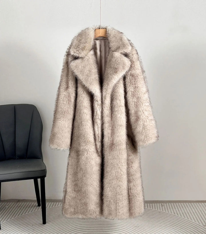 Damen luxuriöser kunstfellmantel im großzügigen Design Drune
