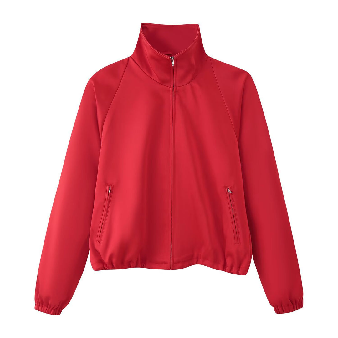 Damen Leichte Windbreaker‑Jacke mit Stehkragen, Reißverschlusstaschen und elastischem Saum Drune