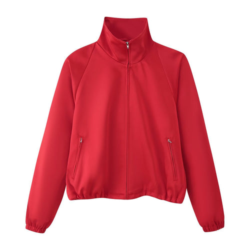 Damen Leichte Windbreaker‑Jacke mit Stehkragen, Reißverschlusstaschen und elastischem Saum Drune