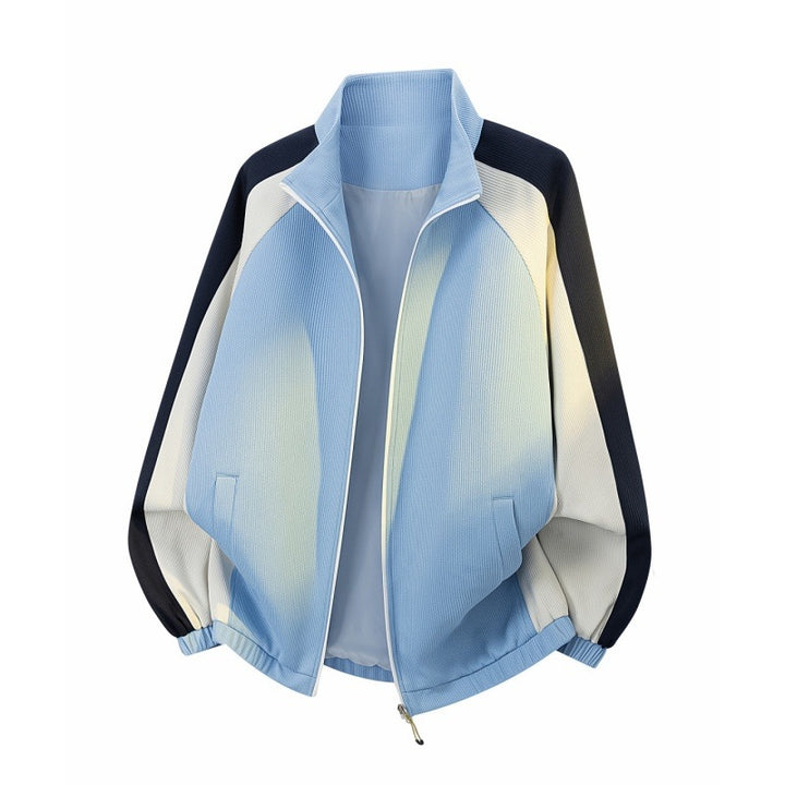 Herren Sportlich-urbane Oversize Zip-Trainingsjacke mit Stehkragen und Kontrast-Einsätzen Drune