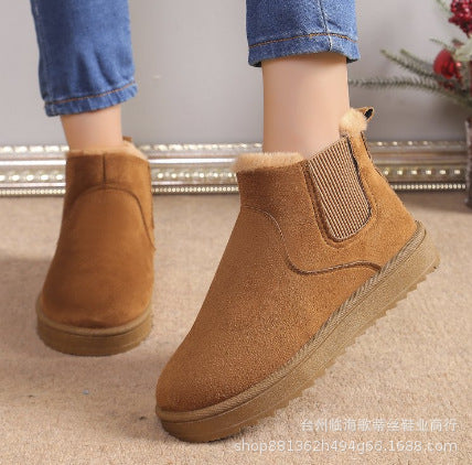 Damen Gefütterte Chelsea-Winterbooties mit elastischem Einsatz und Teddyfellfutter Drune