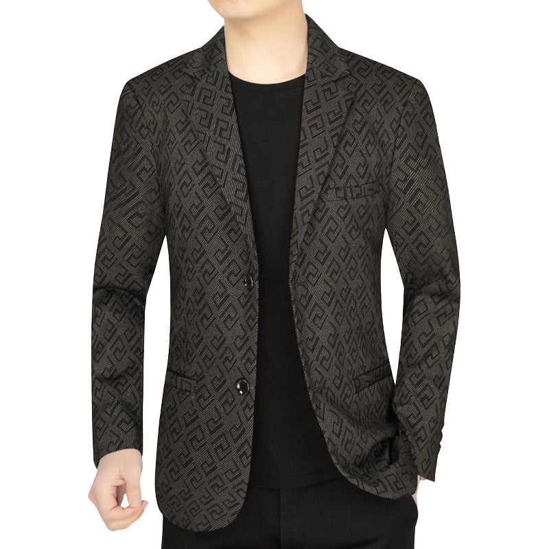 Herren Jacquard-Sakko mit geometrischer Struktur und teilgefüttertem Innenfutter Drune