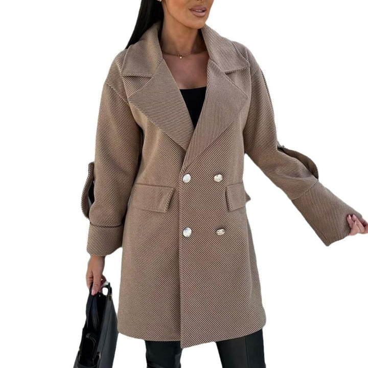 Damen Eleganter Oversized-Blazer mit doppelter Knopfleiste und praktischen Taschen Drune