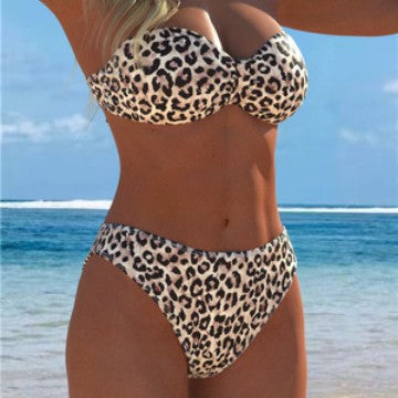 Damen Bandeau-Bikini mit hochwertigem Animal-Print und optimalem Tragekomfort Drune