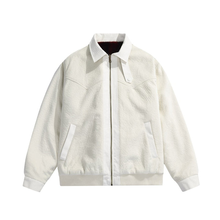 Herren Teddy-Fleece-Boxy-Jacke mit Hemdkragen, durchgehendem Metallreißverschluss & geripptem Saum Drune