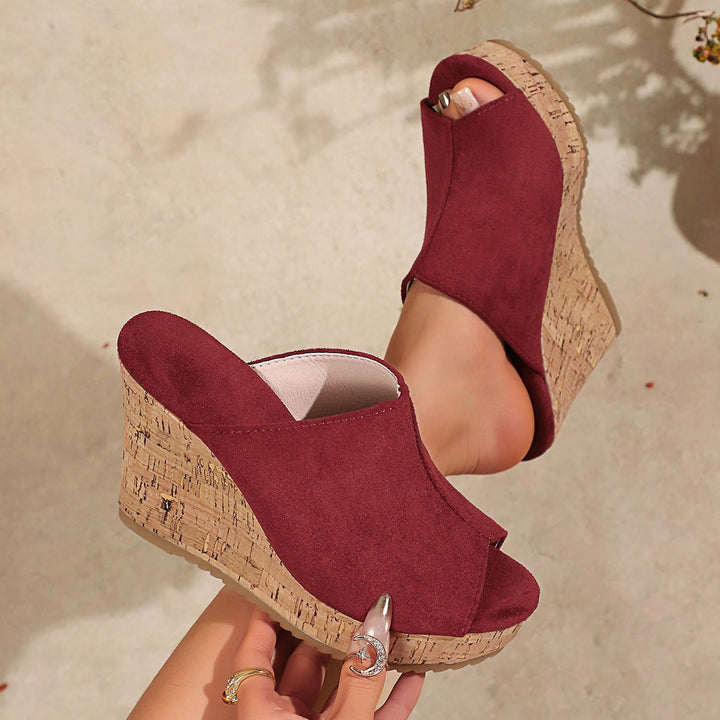Damen Wedge-Pantoletten mit elegantem Korkdetail Drune