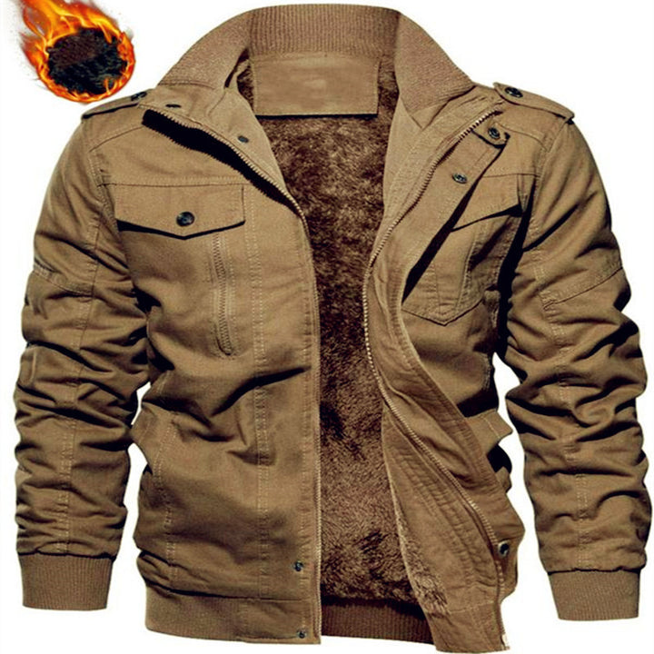 Herren Gefütterte Canvas-Fieldjacke mit Teddyfutter und Schulterklappen Drune