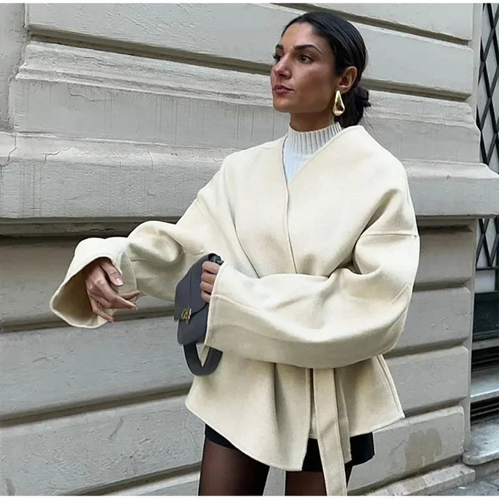 Damen Oversized Wickeljacke mit breiten Ärmeln Drune
