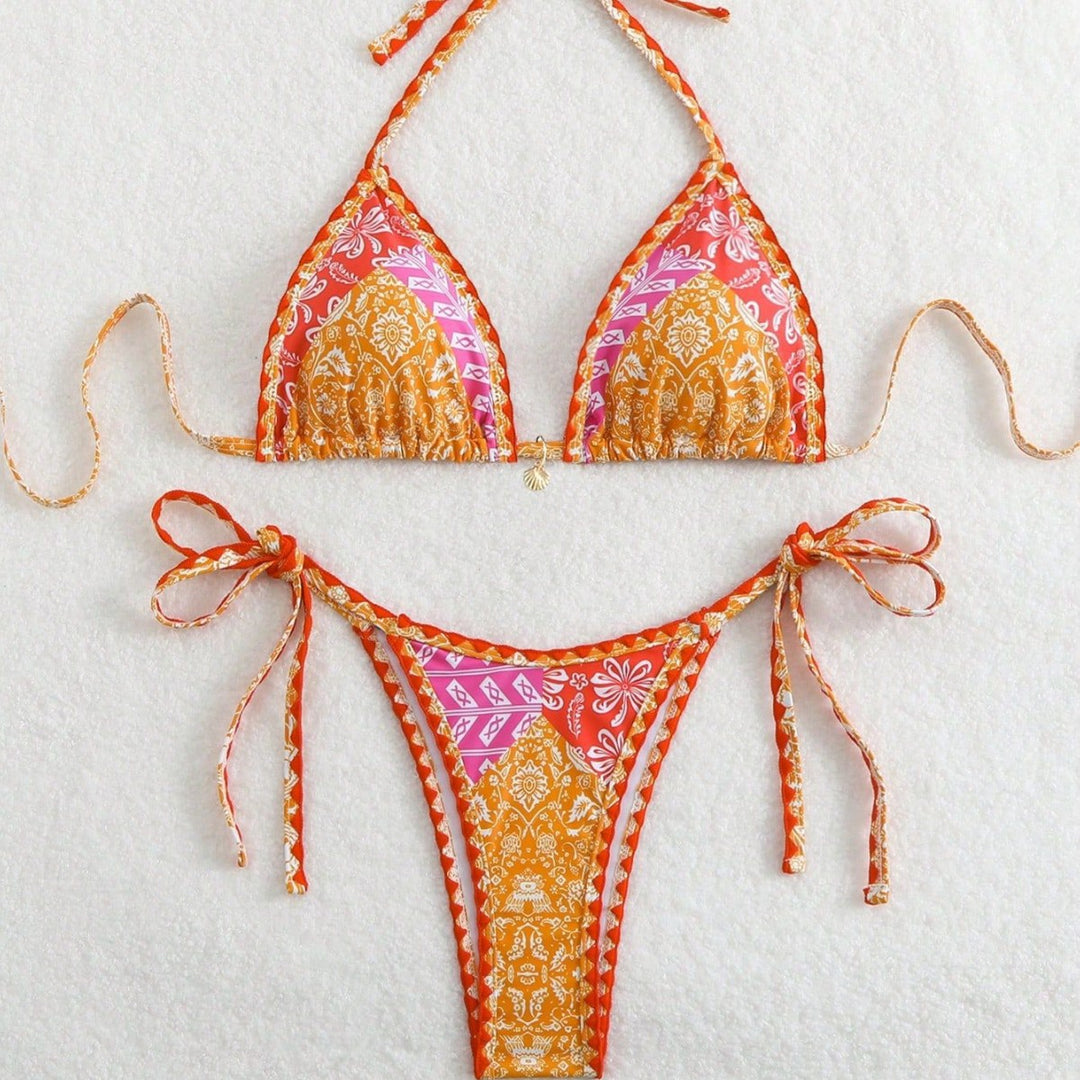 Damen Triangel-Bikini mit verspieltem Schnitt und exotischem Muster Drune