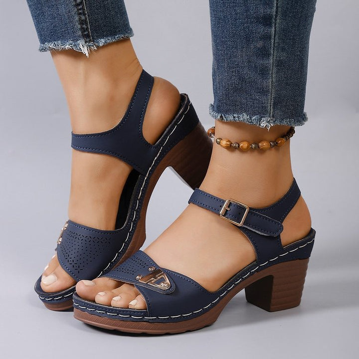 Damen Elegante Sandalen mit Blockabsatz Drune