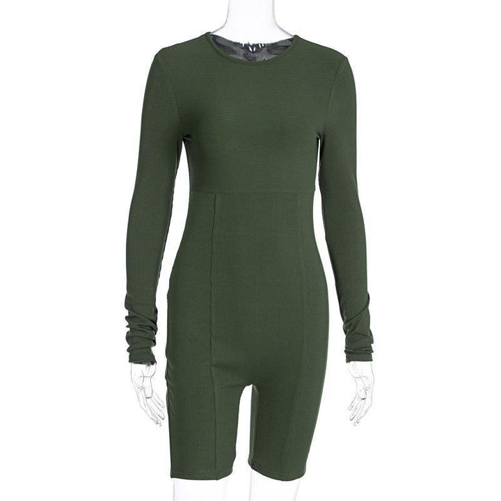 Damen Figurbetontes Langarm-Shortsanzug Drune