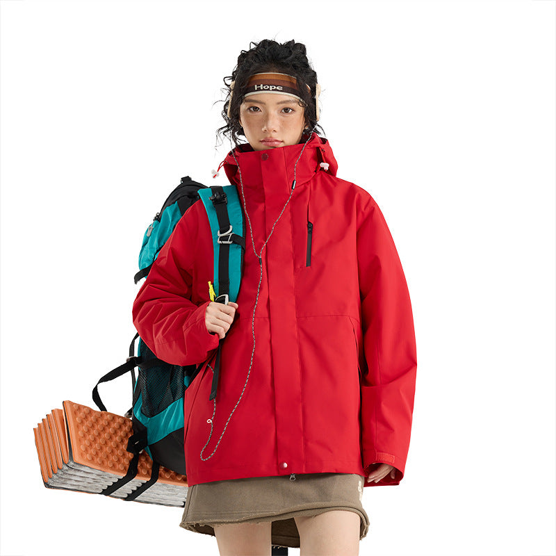 Damen Leichte wasserdichte Parka-Kapuzenjacke mit versiegelten Nähten und Kordelzug Drune