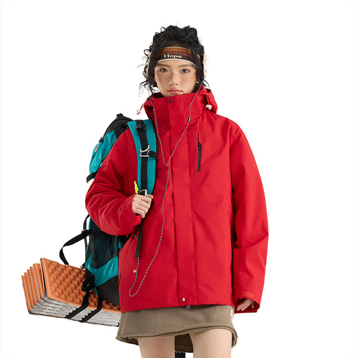 Damen Leichte wasserdichte Parka-Kapuzenjacke mit versiegelten Nähten und Kordelzug Drune