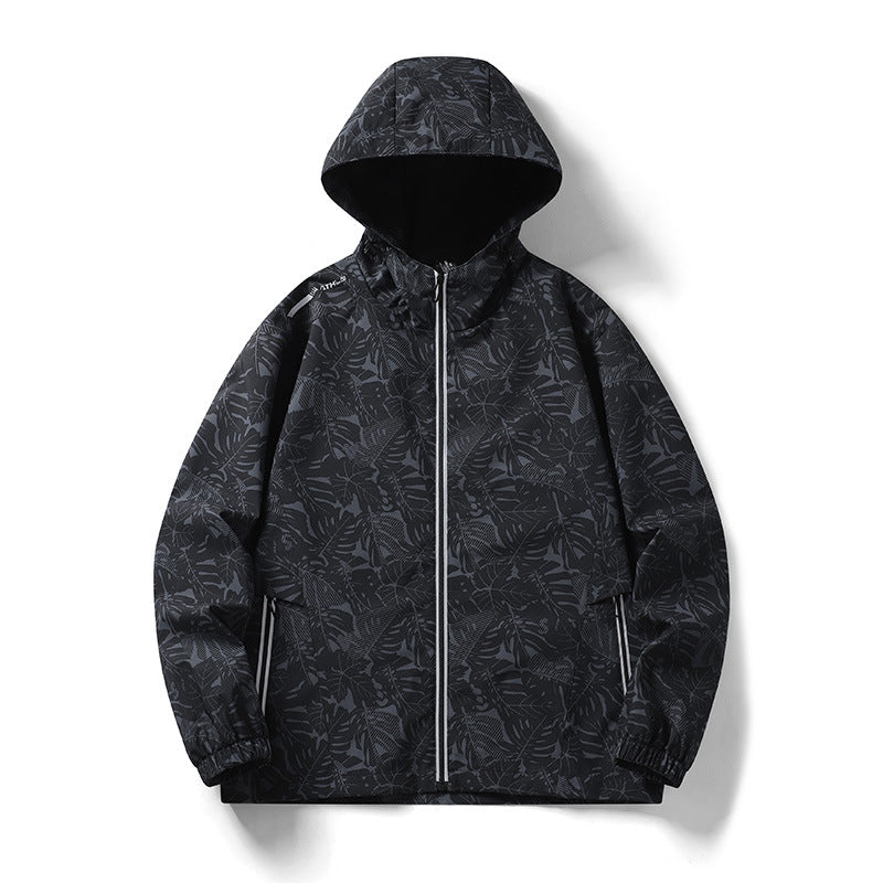 Herren Leichte Outdoor-Jacke mit Kapuze und floralem Design Drune