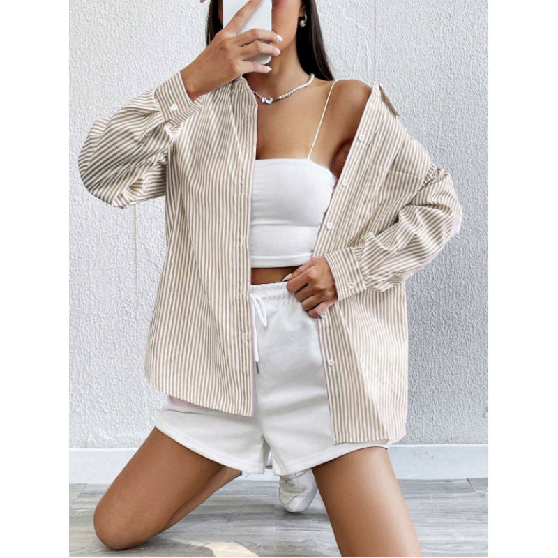 Damen Oversize Hemd mit feinen Streifen Drune